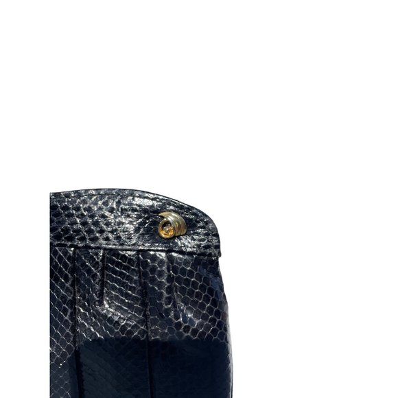 VINTAGE SNAKESKIN PURSE black gold crystals made in Hongkong - Picture 8 of 11